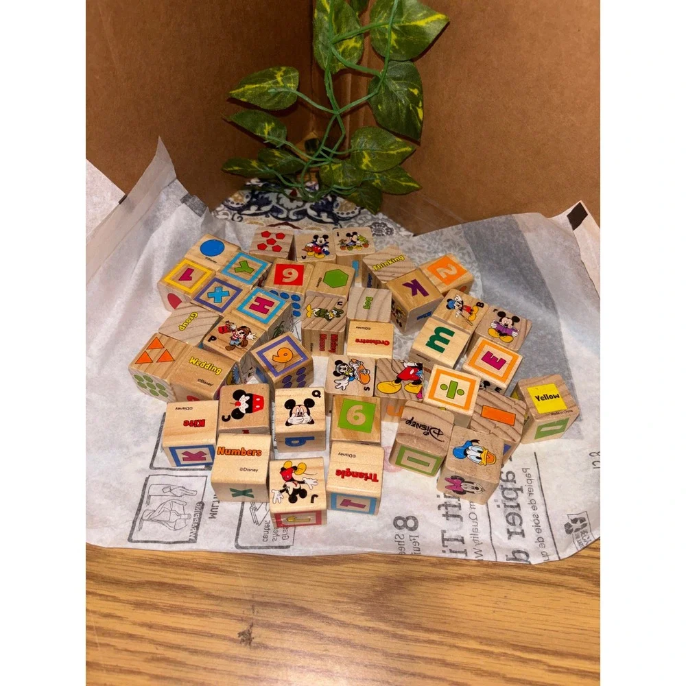 Disney Mickey Mouse Friends Wooden Alphabet Number Blocks Educational Toy Lot